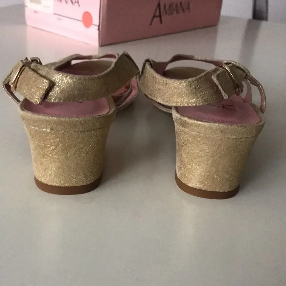 Amiana Formal Dress Golden Sandals size 4